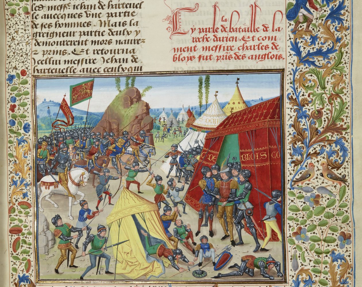 Carlos de Blois capturado na Batalha de La Roche-Derrien, ca 1470-1475. de Loyset Liedet