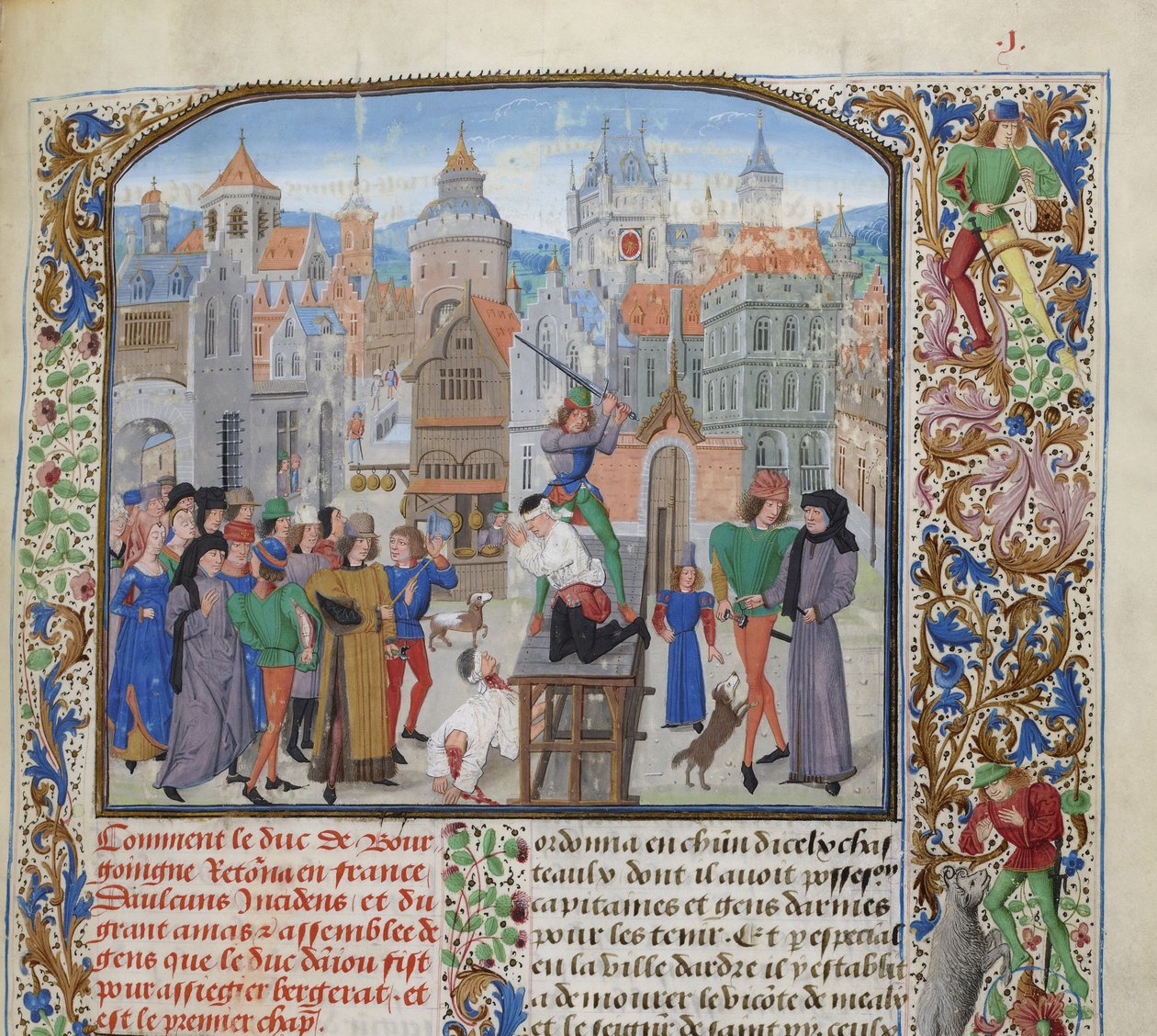 Execução de Guillaume Sanche IV de Pommiers, visconde de Fronsac em Bordeaux em 1375, ca 1470-1475. de Loyset Liedet