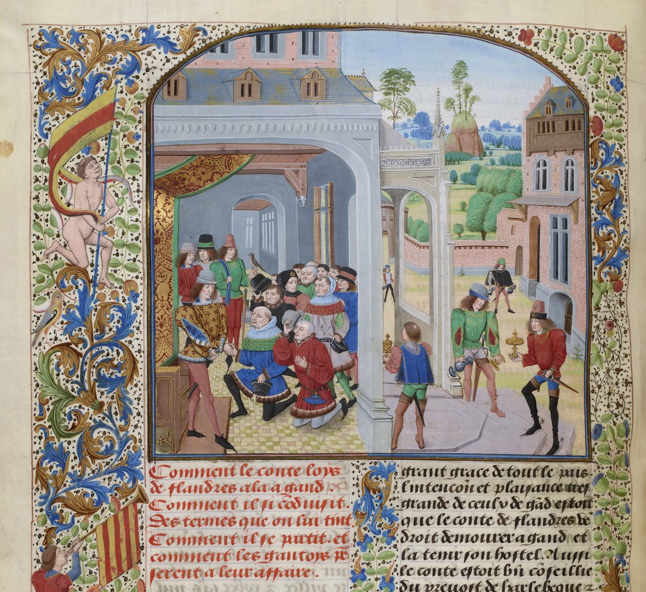 Homenagem de Louis II de Male por uma delegação de Ghent, ca 1470-1475. de Loyset Liedet