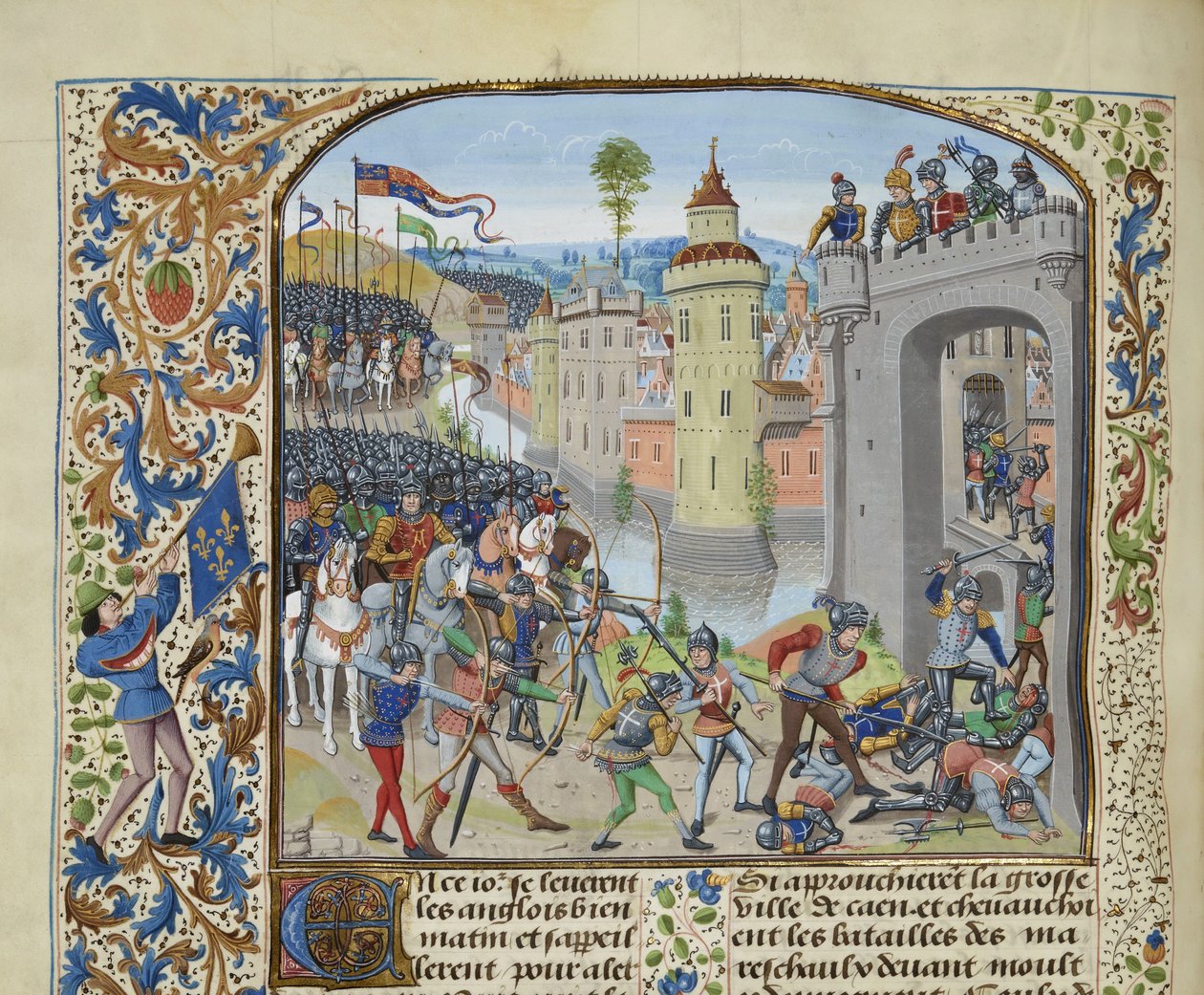 A Batalha de Caen em 1346, ca 1470-1475. de Loyset Liedet