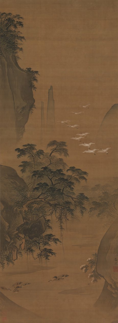 Paisagem de outono com garças e patos. de Lu Ji