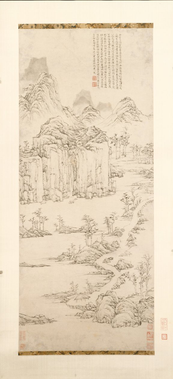Retiro taoísta na paisagem de montanha e riacho depois de Ni Zan [1301-1374], 1567. de Lu Zhi