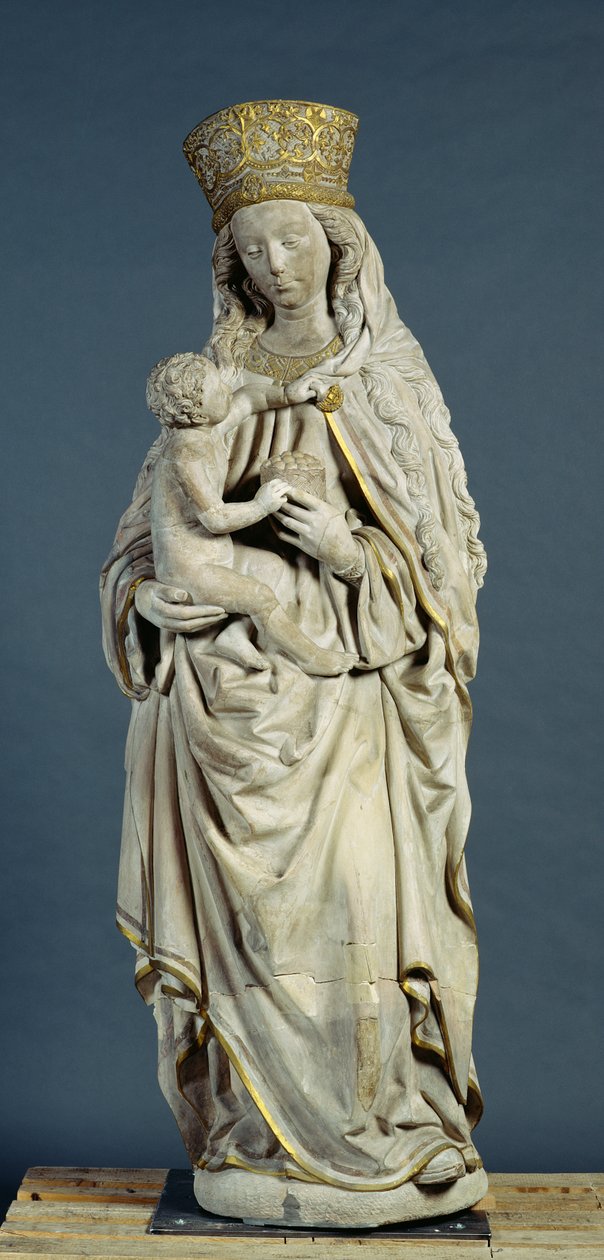 A Mãe de Deus com o Menino Jesus, 1470 (calcário) de Lubeck or Westphalian Workshop