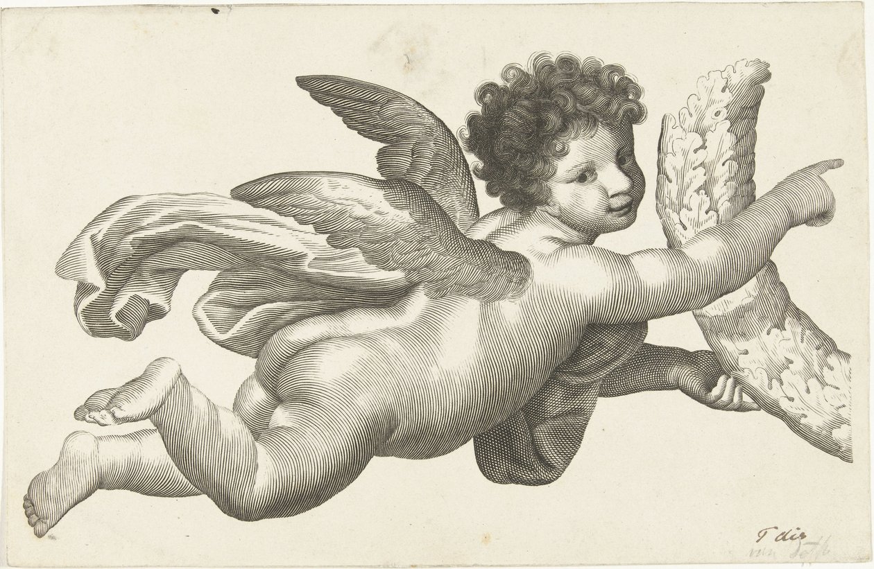 Putto flutuante com coroa de Lubertus Teunis van Deth