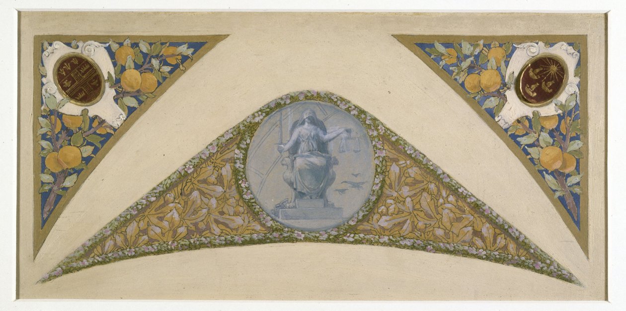 Esboço da escadaria das Fêtes no Hôtel de Ville de Paris: Balanço, entre 1888 e 1898 (óleo) de Luc Oliver Merson