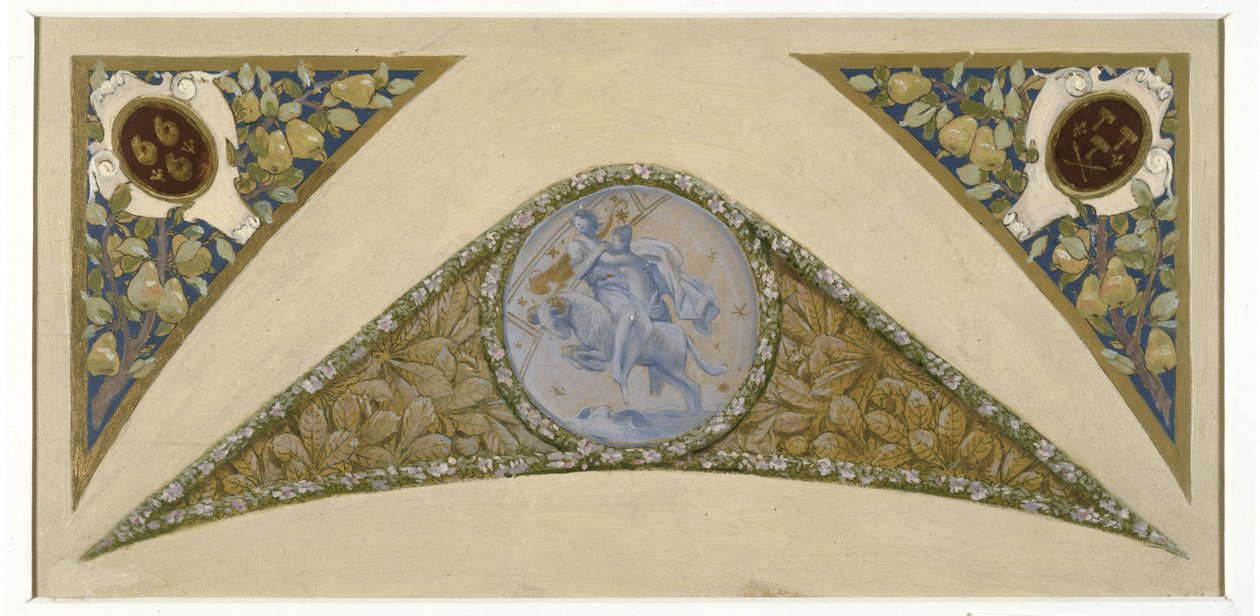 Esboço para a escadaria de banquetes da Câmara Municipal de Paris: Bélier, ca. 1888 -1898 (óleo) de Luc Oliver Merson