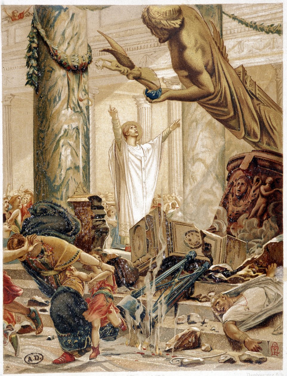 São Martinho desertar os ídolos do paganismo, da ap. pintura de Merson de Luc Oliver Merson