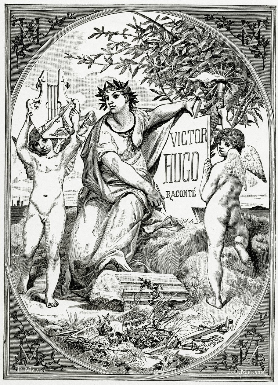 Victor Hugo narrado por uma testemunha de sua vida, século XIX (gravura bw) de Luc Oliver Merson