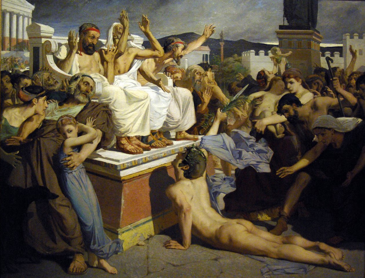 Feidípides dando palavra de vitória após a Batalha de Maratona de Luc Olivier Merson