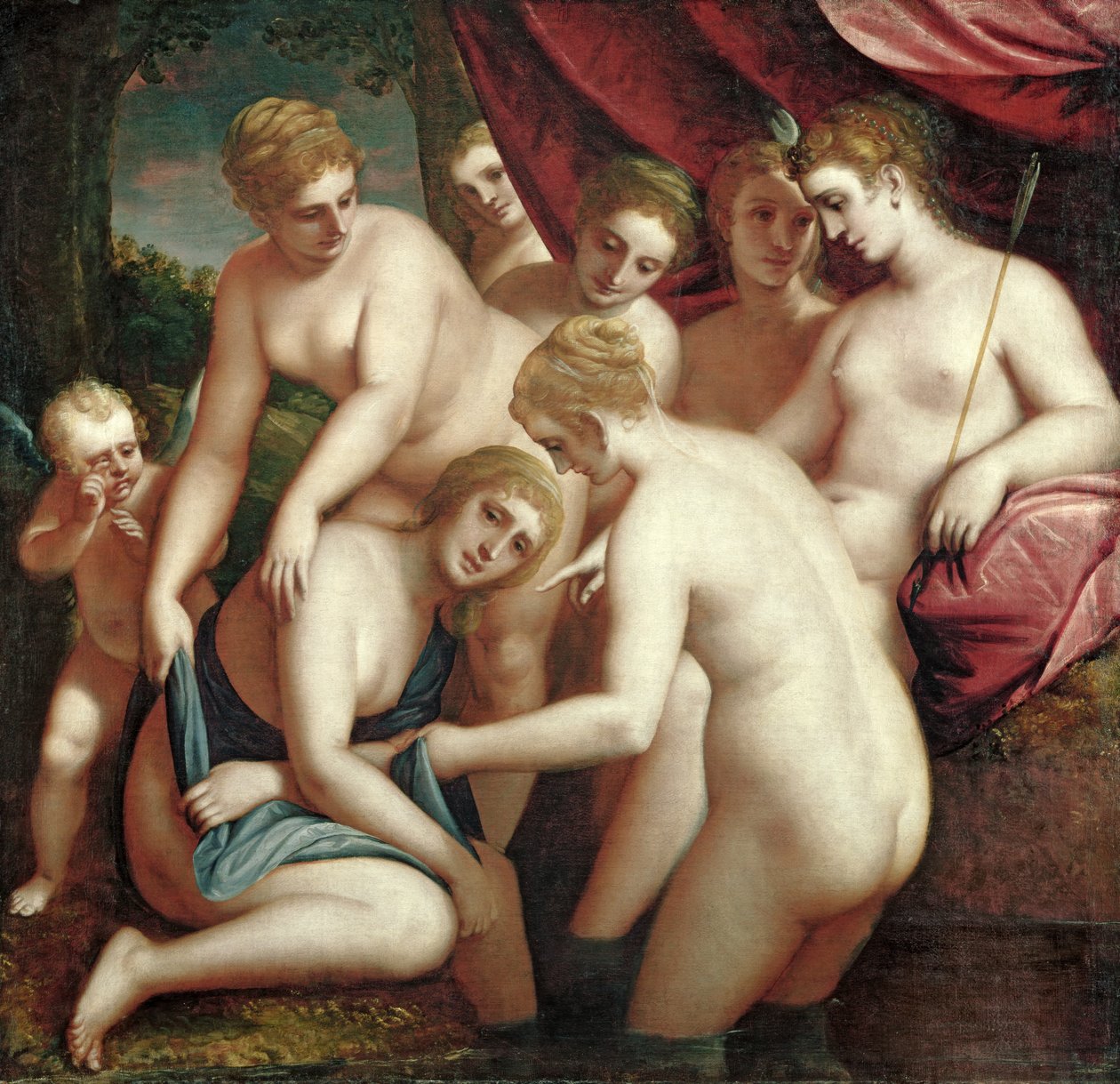Diana Descobrindo a Gravidez de Callisto, 1570 de Luca Cambiaso