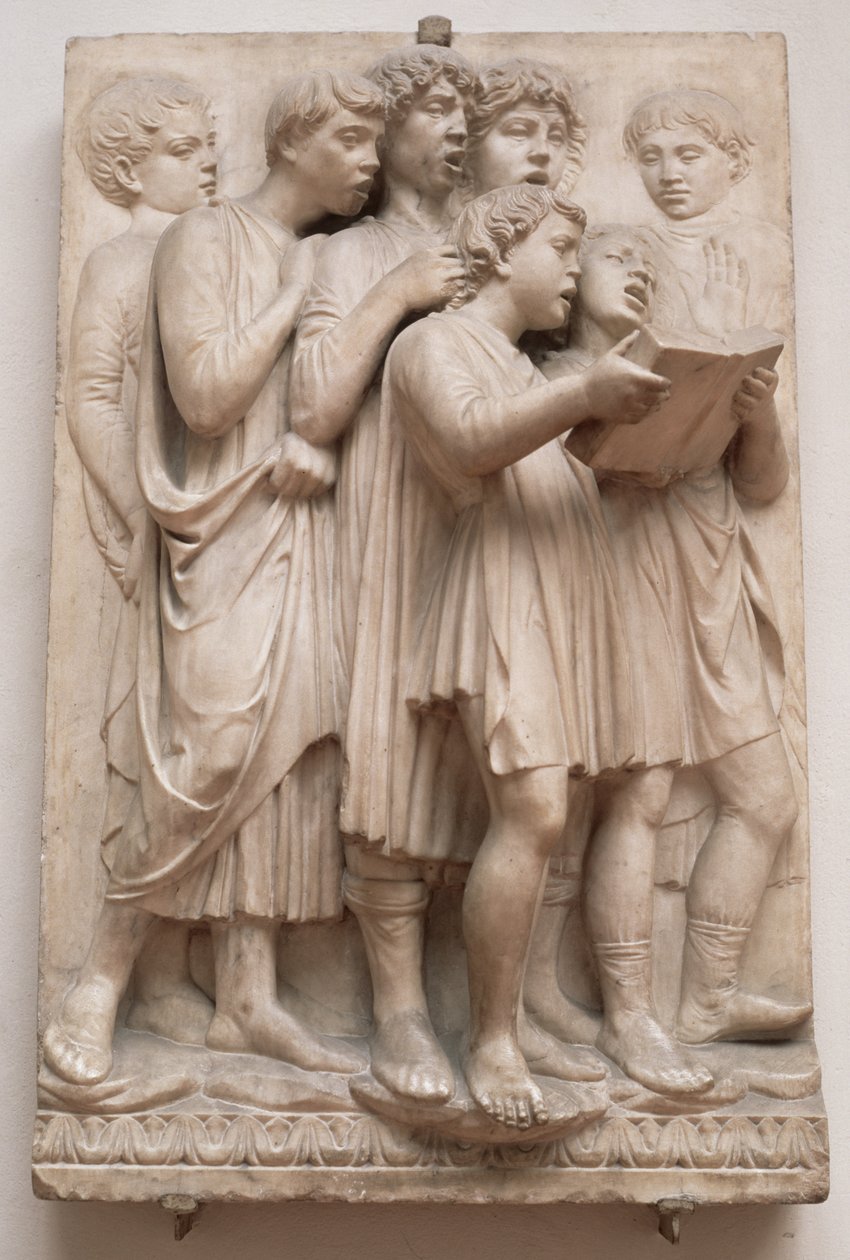 Cantando anjos, detalhe da Cantoria, c.1432-38 (mármore) de Luca Della Robbia