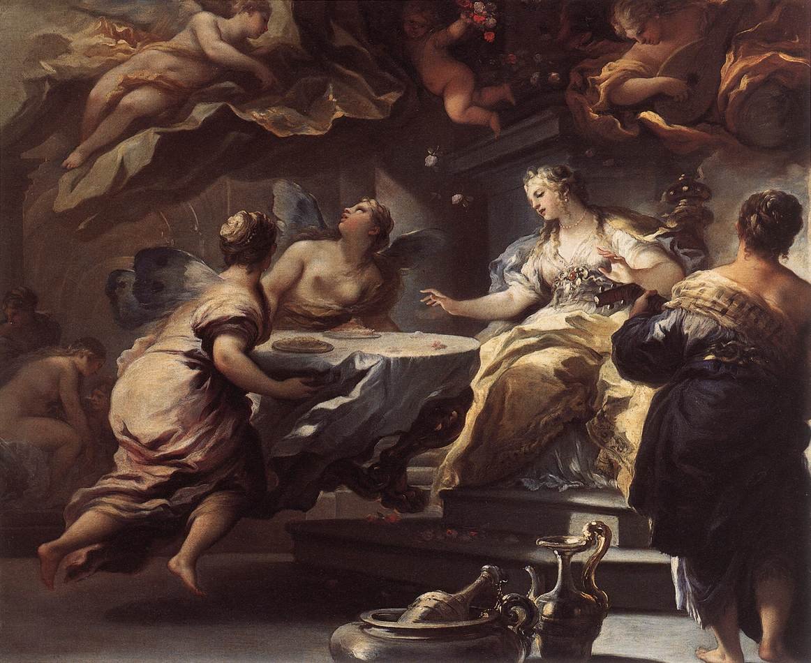 Psique Servida por Espíritos Invisíveis de Luca Giordano