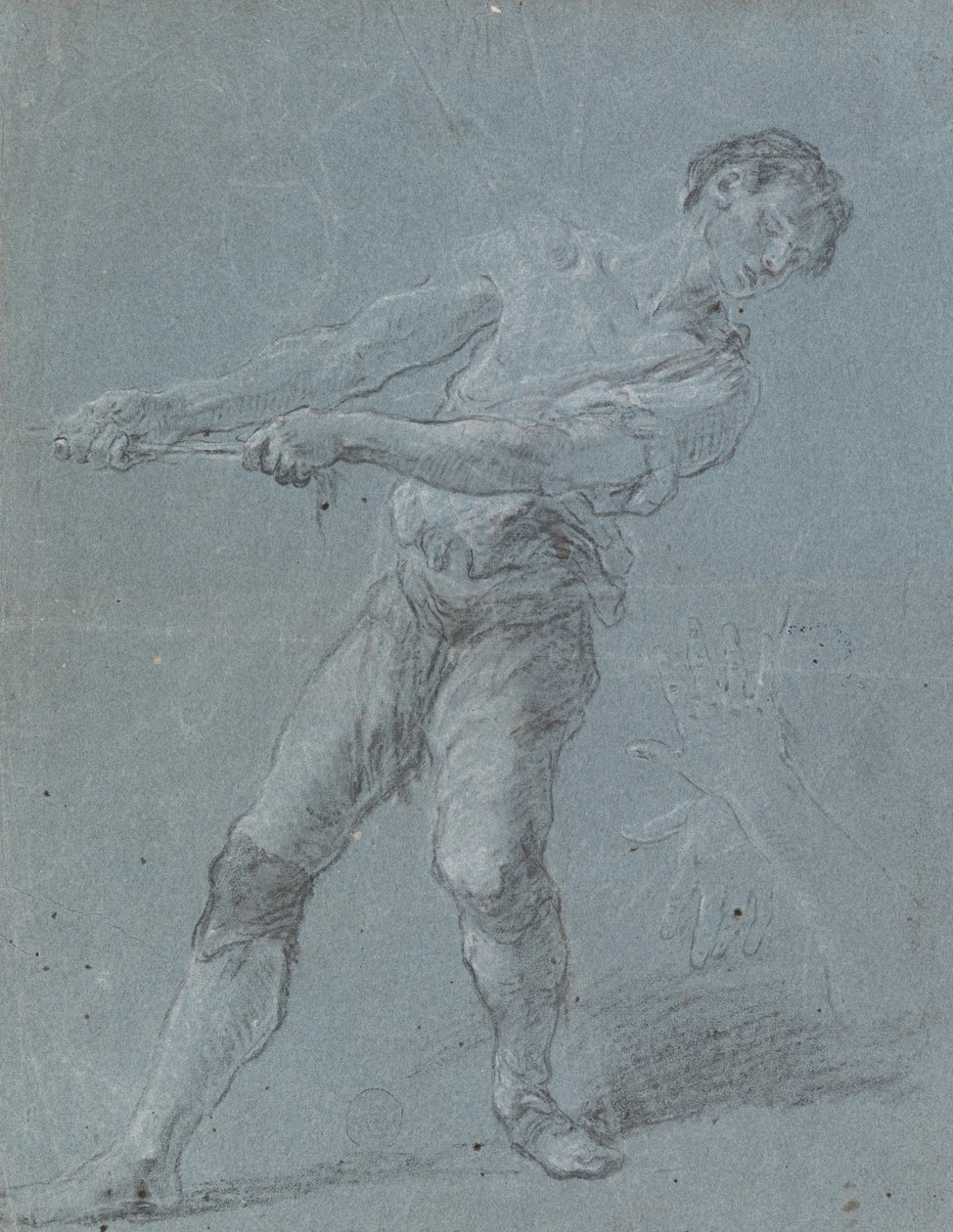 Jovem puxando uma corda de Luca Giordano
