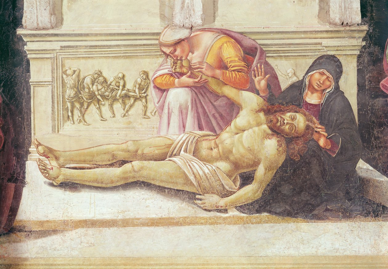 Detalhe da Descida da Cruz, da Capela da Madonna di San Brizio, 1499-1504 de Luca Signorelli