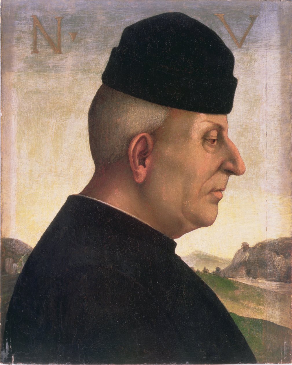Retrato de Niccolo Vitelli (1414-1486) (têmpera no painel) de Luca Signorelli