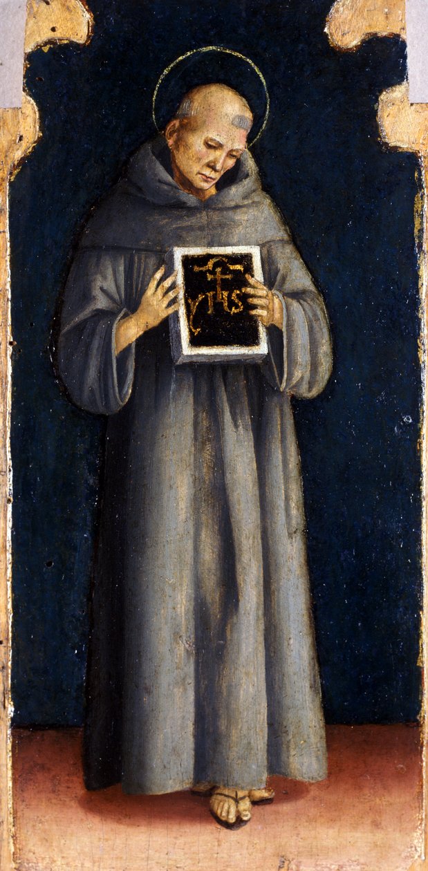 São Bernardo de Siena, c.1515-20 (têmpera sobre madeira de choupo) de Luca Signorelli