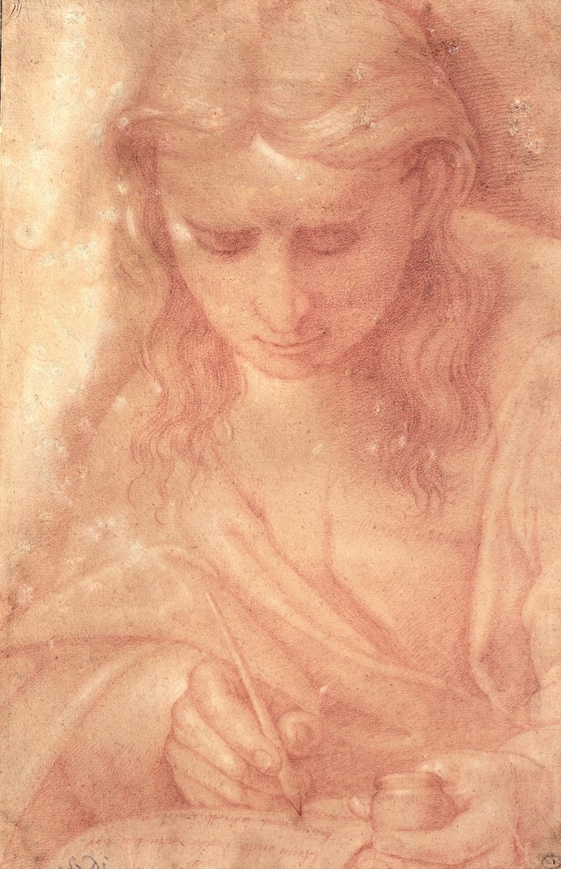 São João, o Divino (giz vermelho sobre papel) de Luca Signorelli