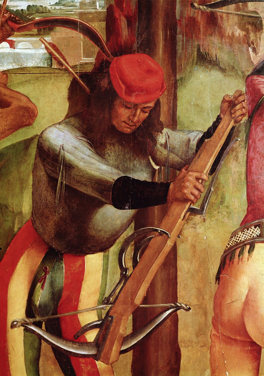 O martírio de São Sebastião, detalhe de um arqueiro (detalhe de 165896) de Luca Signorelli
