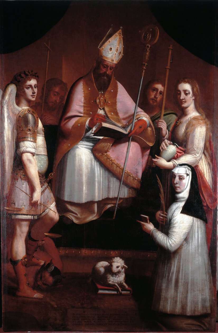 Santo Agostinho de Hipona com santos (Pintura de Luca Cambiaso