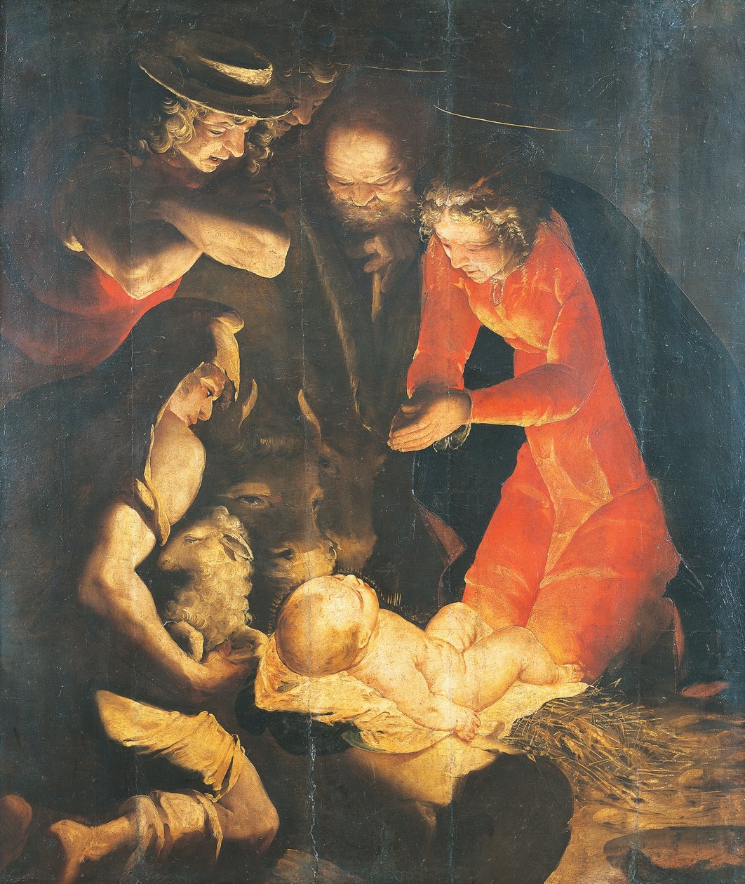 A Adoração dos Pastores, de Luca Cambiaso (1527-1585), óleo sobre tela de Luca Cambiaso