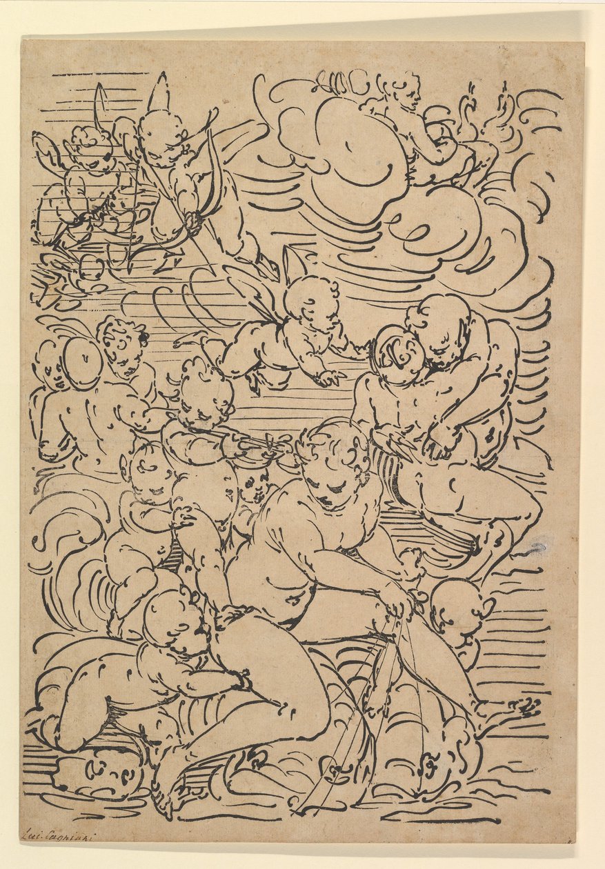 O Triunfo do Anfitrito, ca. 1550-1580. de Luca Cambiaso
