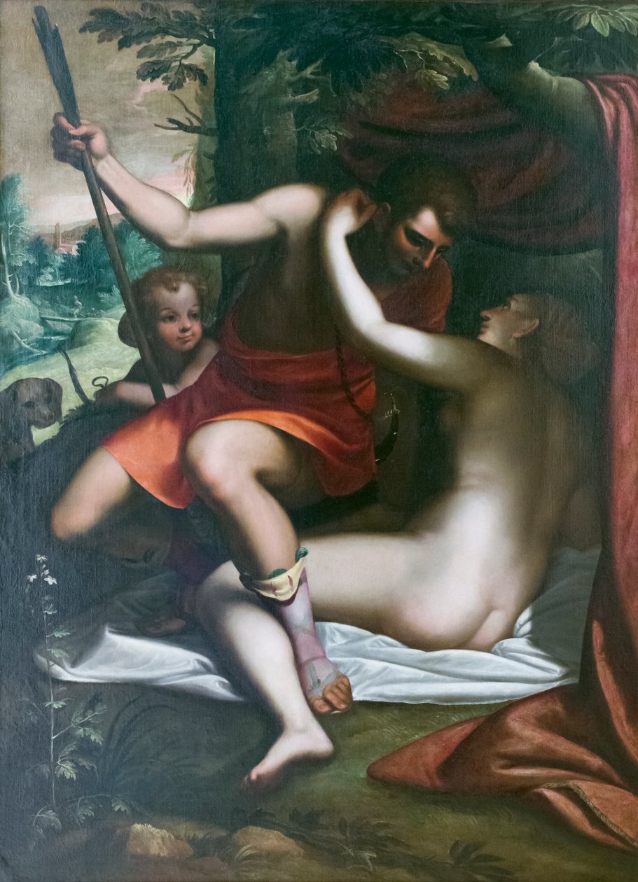 Vénus e Adonis, antes de 1585, Luca Cambiaso (óleo sobre tela) de Luca Cambiaso