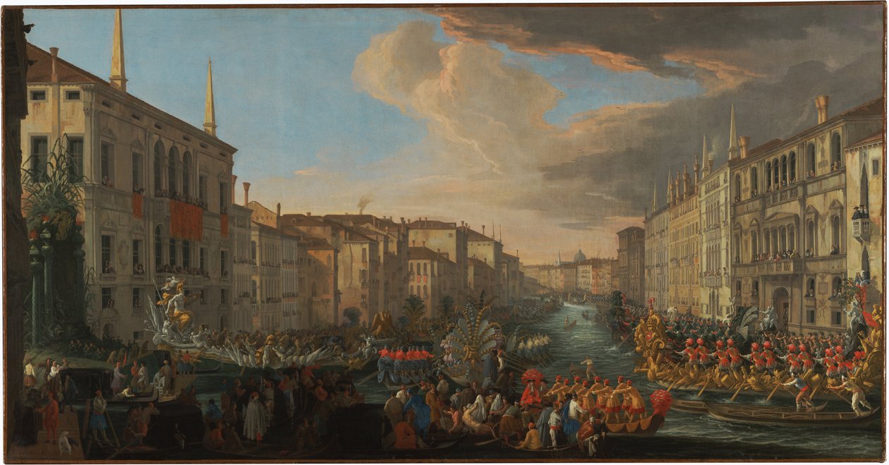 Regata no Grande Canal em homenagem a Frederico IV da Dinamarca de Luca Carlevarijs