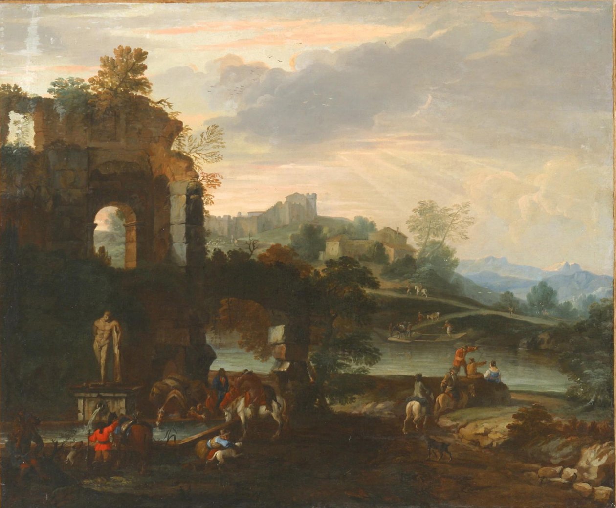 Capriccio com o Farnese Hércules. de Luca Carlevaris