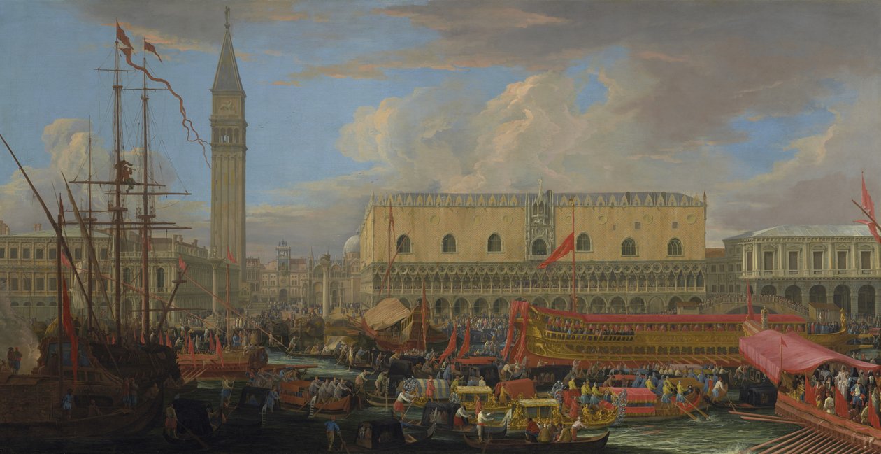 O Bucintoro Partindo da Bacia de São Marcos, 1710 de Luca Carlevaris