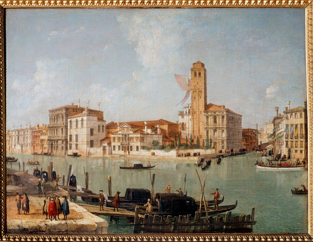 O Grande Canal em Veneza Pintura de Luca Carnevaris (1663-1730) Reims do século XVIII, Museu de Belas Artes de Luca Carlevaris