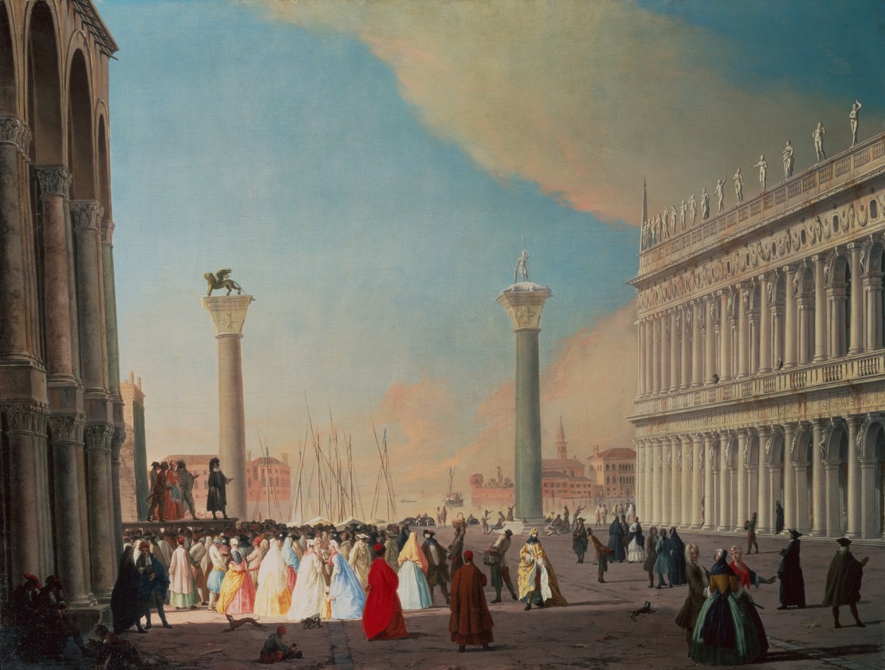 A Piazzetta, Veneza, olhando para o sul em frente à fachada de San Marco (óleo sobre tela) de Luca Carlevaris