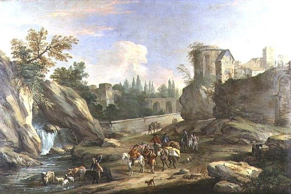 Viajantes no Campagna de Luca Carlevaris
