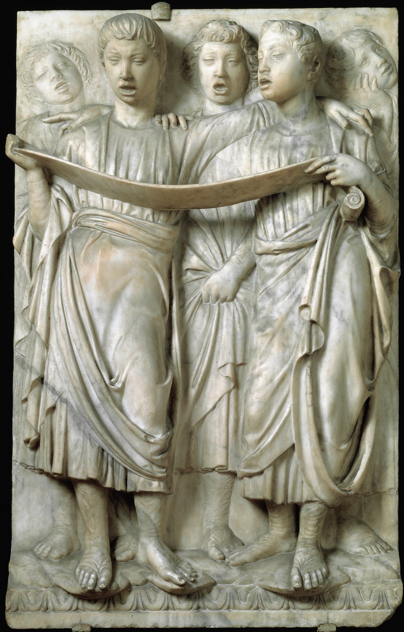La cantoria ou crianças cantando em coro - Relevo em mármore, de Luca della Robbia (c.1400-1482), Quattrocento de Luca Della Robbia
