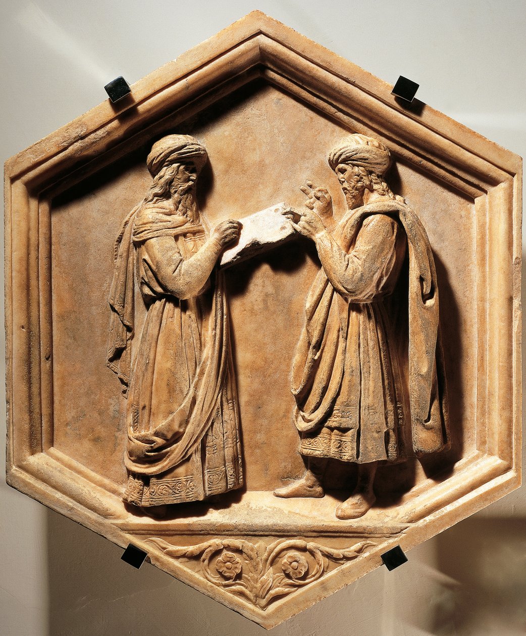 Pitágoras e Euclides de Luca Della Robbia