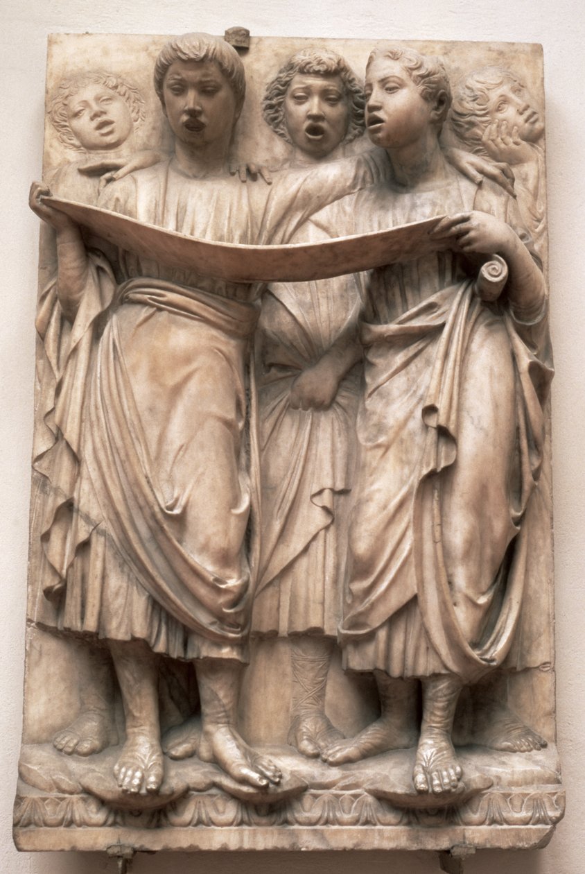 Cantando anjos, alívio da Cantoria por Luca della Robbia (1400-82), c.1435 (mármore) de Luca Della Robbia