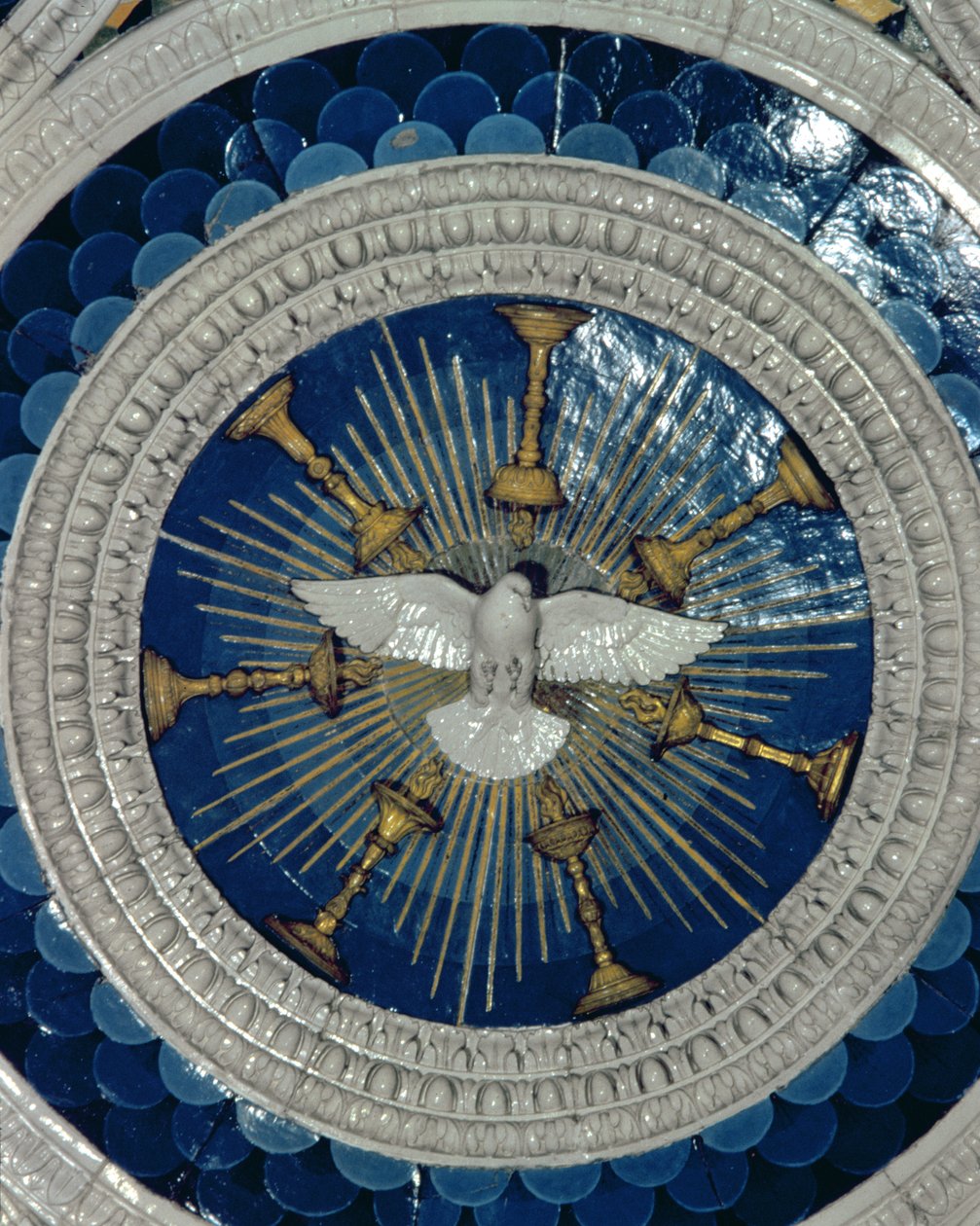 O Espírito Santo, redondo da Tumba do Cardeal de Portugal, 1460 (terracota vidrada) de Luca Della Robbia