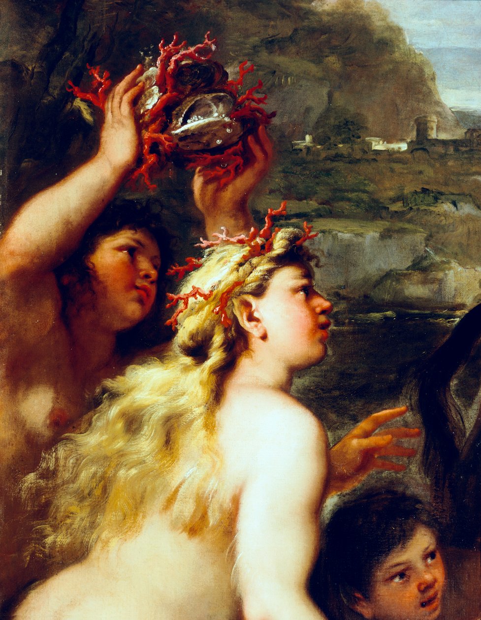 Rapto de Europa, por Luca Giordano (1634-1705), óleo sobre tela, Detalhe de Luca Giordano