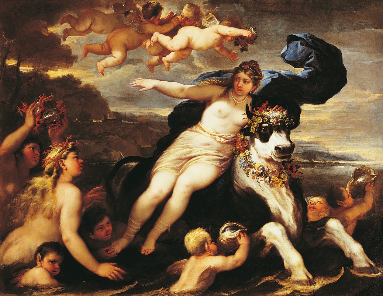 Adução de Europa, de Luca Giordano (1634-1705), óleo sobre tela de Luca Giordano