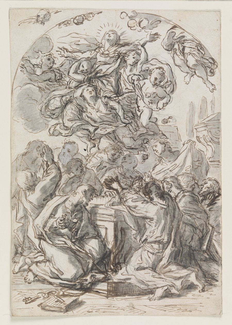 Assunção da Virgem; verso: Cabeça de mulher e criança de Luca Giordano