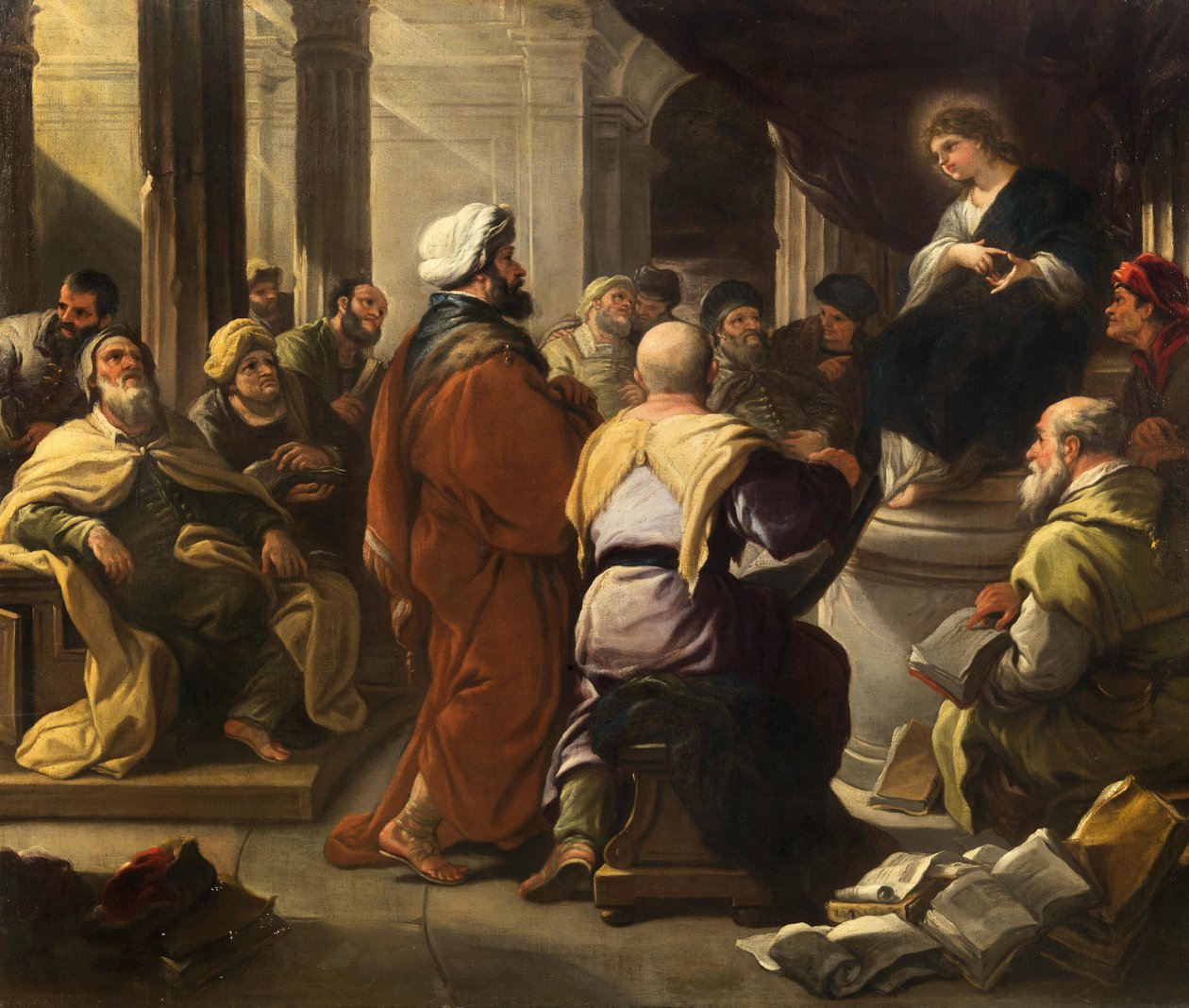 Cristo entre os Doutores, ca 1665. de Luca Giordano