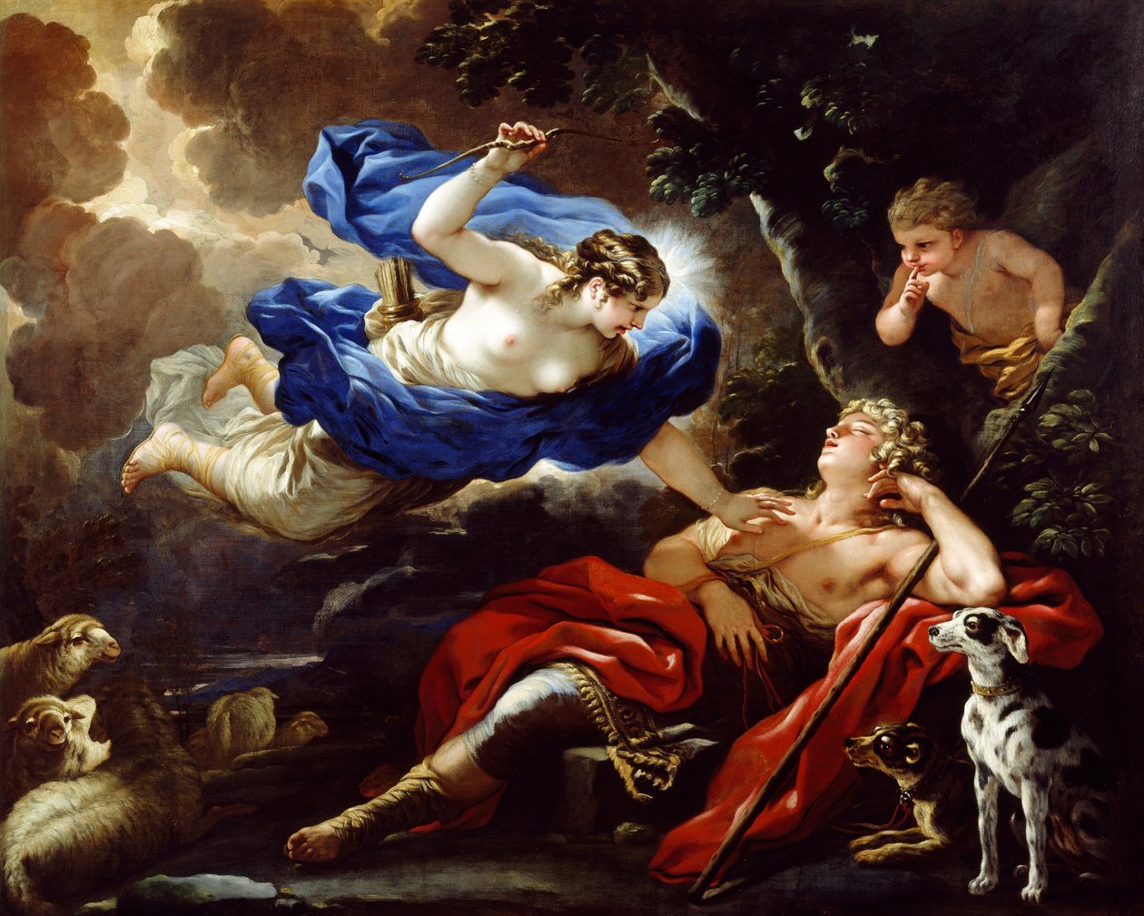 Diana e Endymion, de Luca Giordano, óleo sobre tela de Luca Giordano