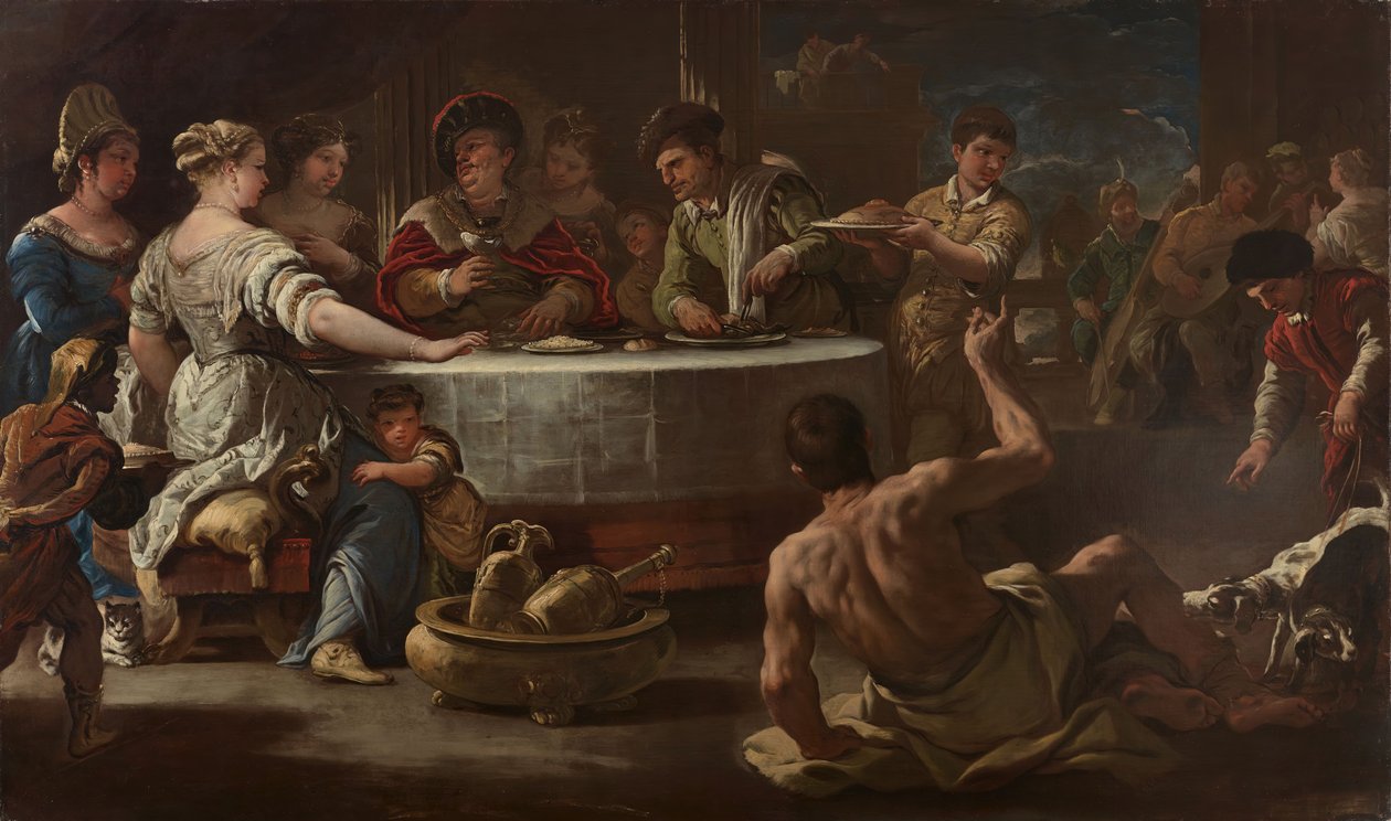 Mergulhos e Lázaro, 1680. de Luca Giordano