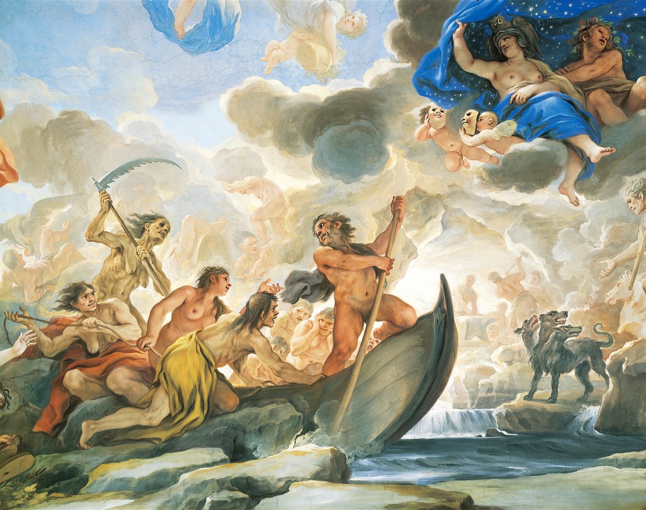 Figura de Charon, detalhe do afresco de Luca Giordano (1634-1705) de Luca Giordano