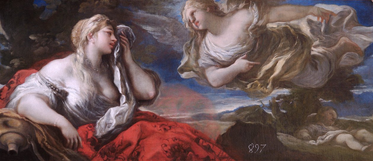 "Hagar e Ismael no Deserto", 17º ou início do século XVIII de Luca Giordano