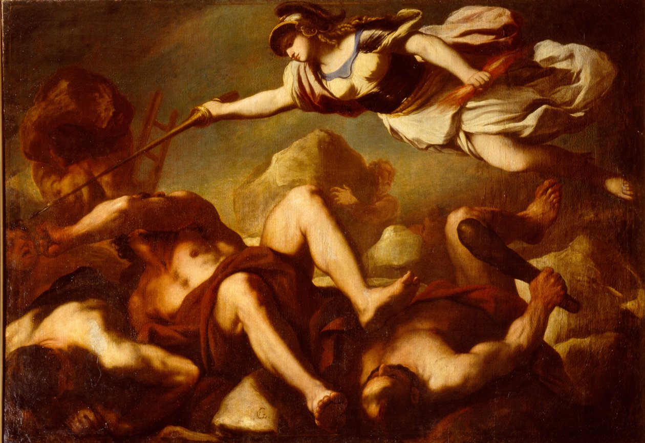 Minerva na luta contra Gigantes de Luca Giordano