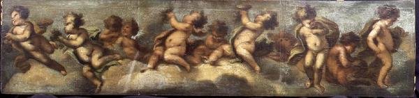 Putti disporting (papel sobre tela) (para mais detalhes ver 67088-90) de Luca Giordano