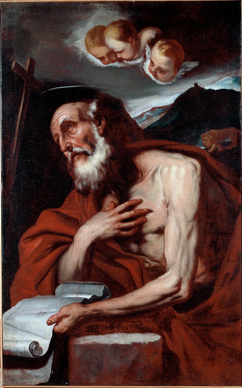 Representação de São Jerônimo Pintura de Luca Giordano de Luca Giordano