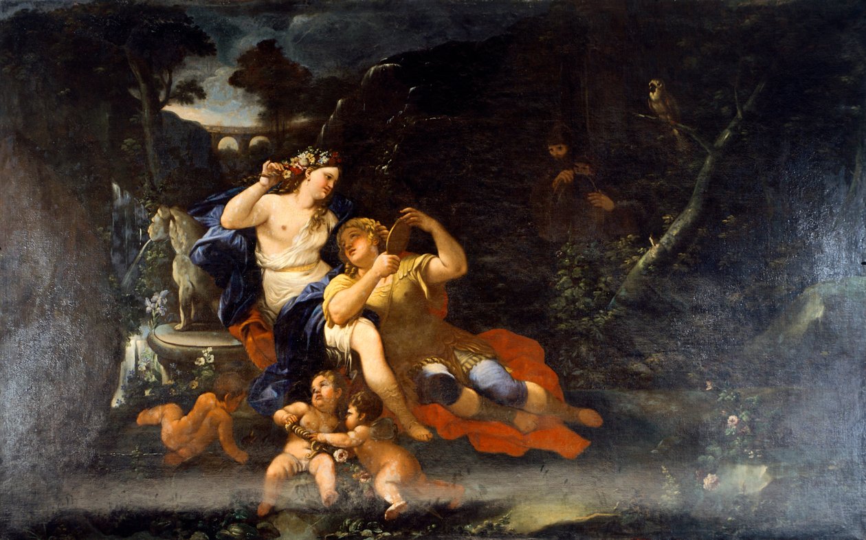 Rinaldo e Armida por Luca Giordano (1632-1705), óleo sobre tela de Luca Giordano