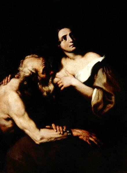 Caridade Romana (óleo sobre tela) de Luca Giordano