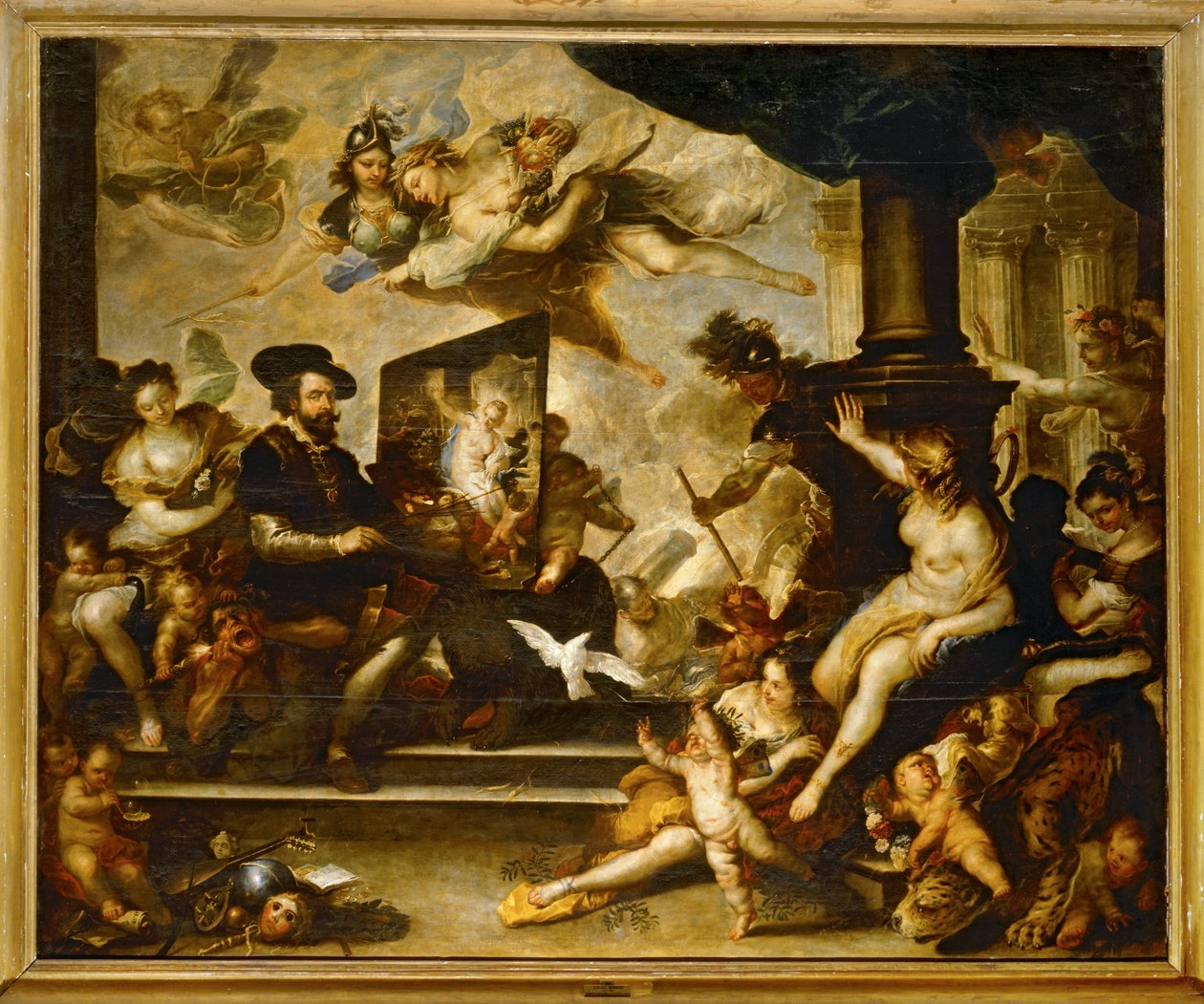 Rubens em trabalho de pintura: A Alegoria da Paz ... (pintura sobre tela) de Luca Giordano
